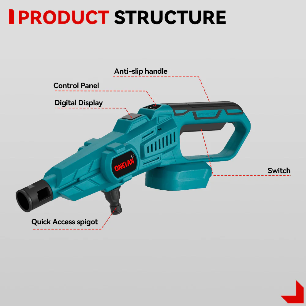 3500W 200Bar Brushless Electric Cordless Pressure Washer | For Makita 18V Battery - Tiuet